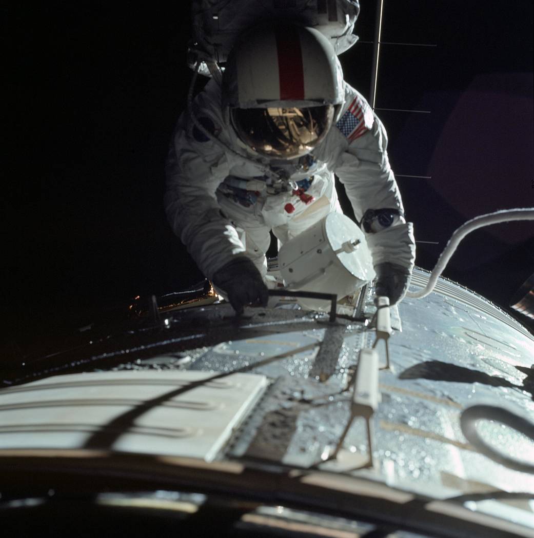 Ronald Evans during the Apollo 17 return-flight spacewalk in December 1972