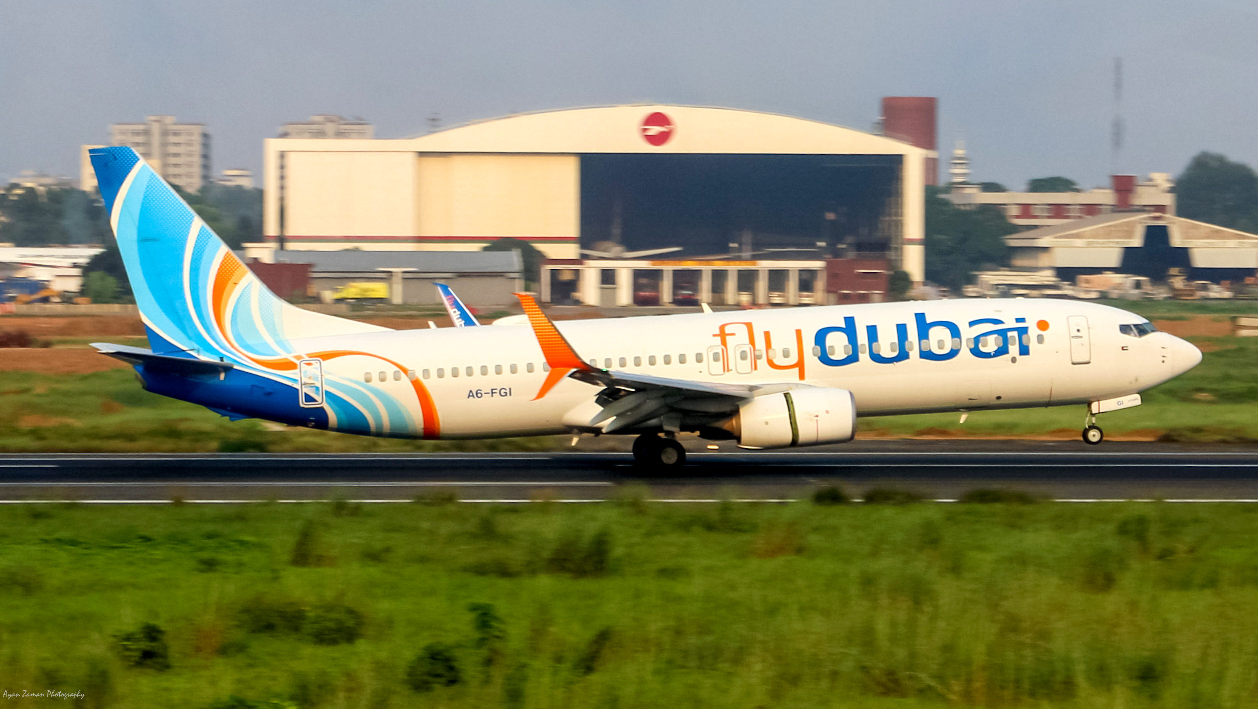 Flydubai Boeing 737-800 registered A6-FGI on an airport runway