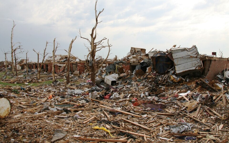 Debris left by the Joplin tornado.