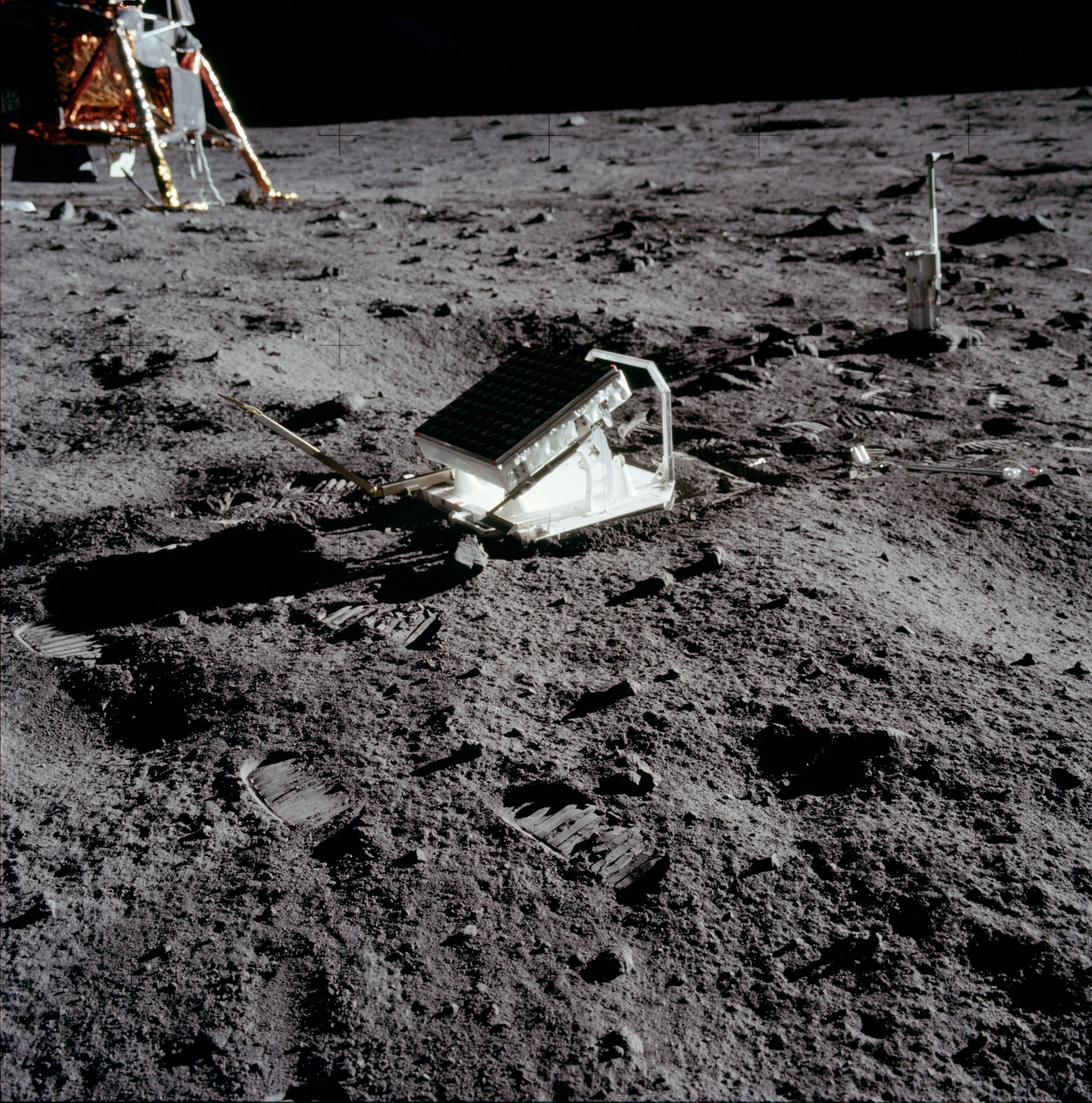 Apollo 11 laser-ranging retroreflector on the lunar surface.