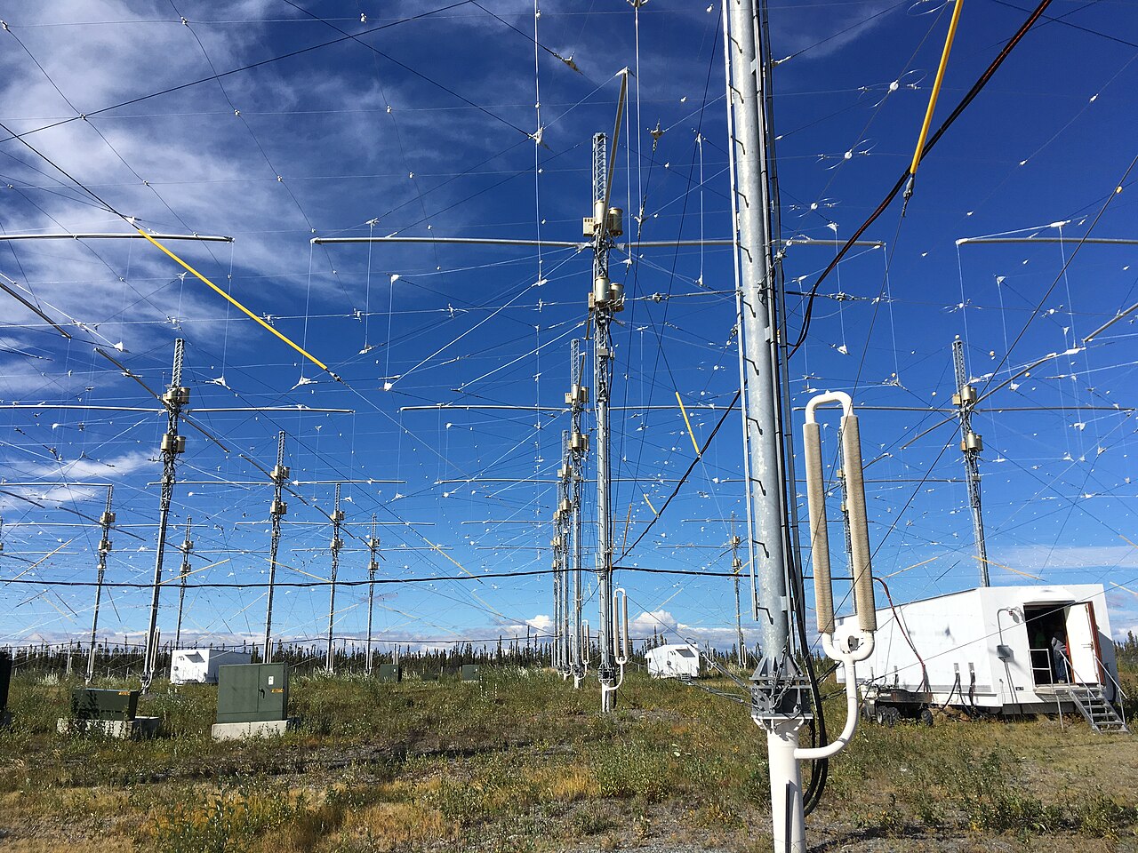 HAARP antenna array and transmitter buildings