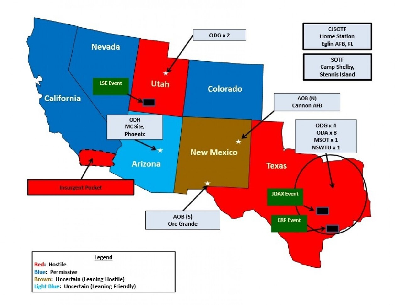 US Army planning map for the Jade Helm 15 exercise