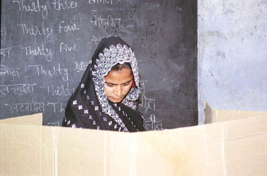 A voter at a polling booth in Delhi in a file photograph