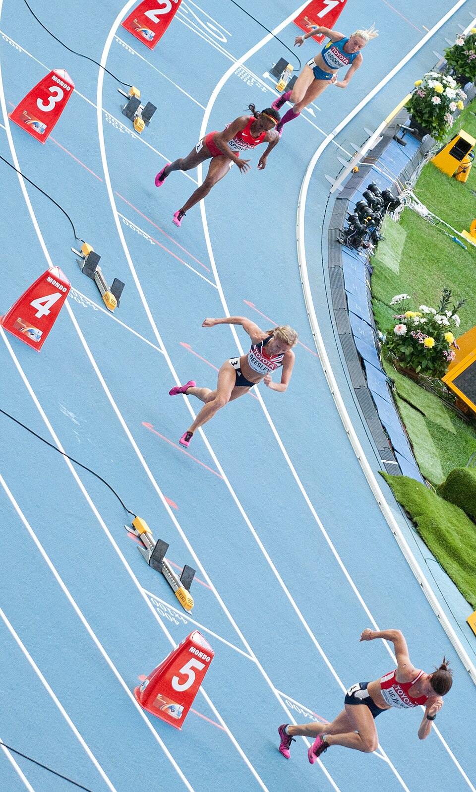 Women competing in the 400-metre hurdles in a file photograph